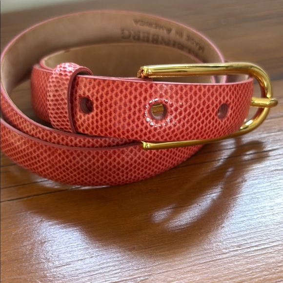 W. KLEINBERG leather belt. Coral Textured Belt with Gold Buckle. Brand new - Picture 1 of 3